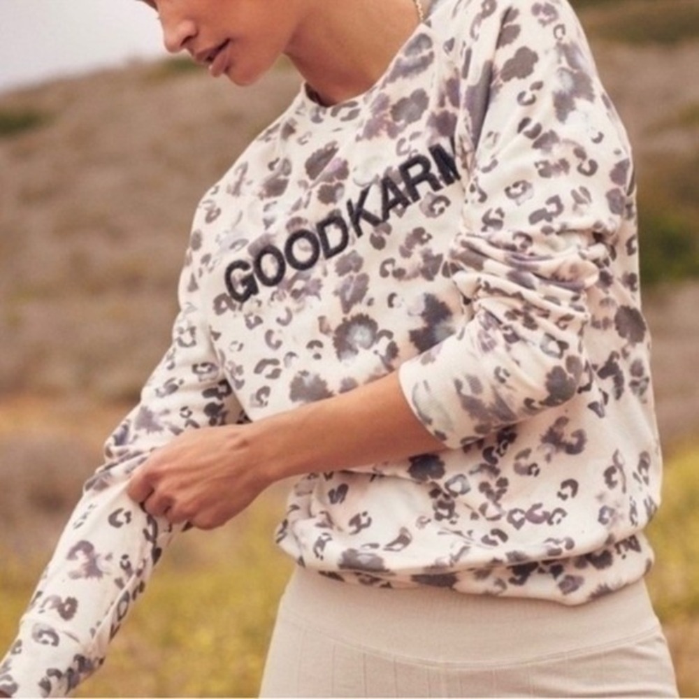 Spiritual Gangster Good Karma‎ Old School Pullover Sweatshirt tie dye Leopard S